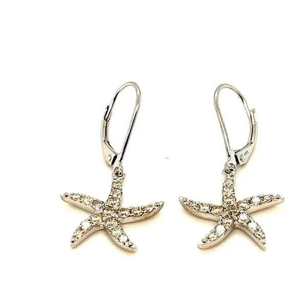 14KW .78ctw Diamond Starfish Lever Backs Charles Frederick Jewelers Chelmsford, MA