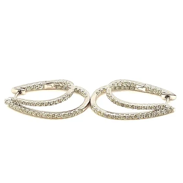 14KW 1.78ctw Double Diamond Hoop Earrings Charles Frederick Jewelers Chelmsford, MA
