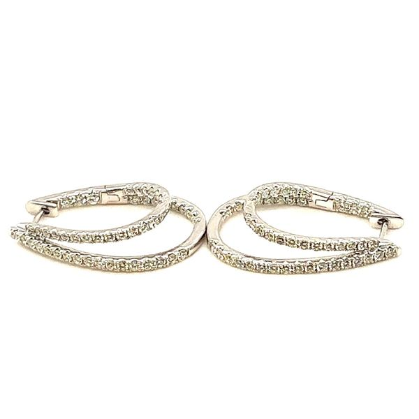 14KW 1.78ctw Double Diamond Hoop Earrings Charles Frederick Jewelers Chelmsford, MA