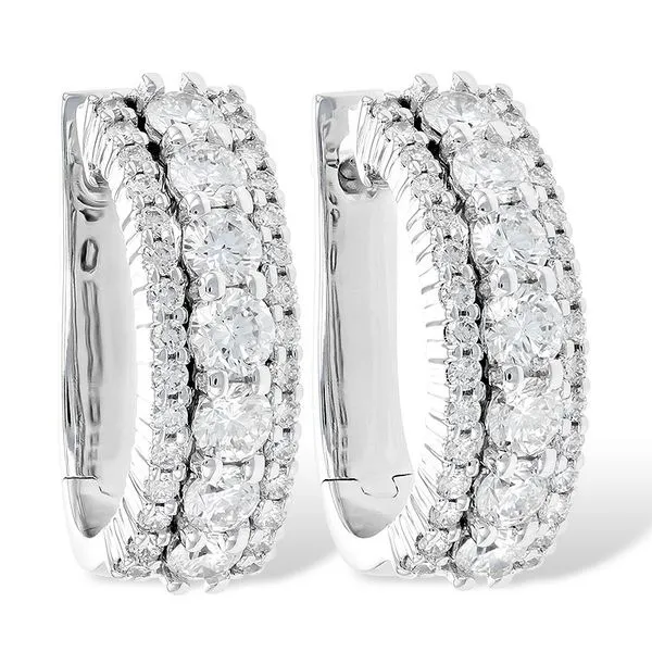 14KW 1.52ctw Multi Row Diamond Hoop Earrings Charles Frederick Jewelers Chelmsford, MA