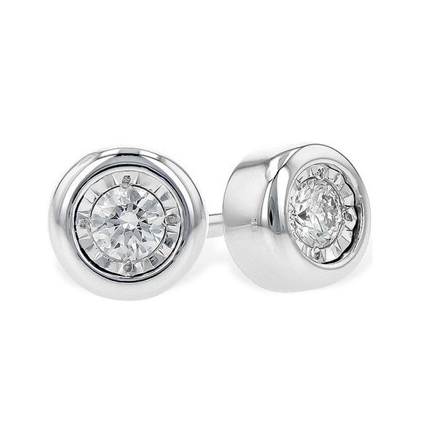 14KW .10ctw Diamond Bezel Stud Earrings Charles Frederick Jewelers Chelmsford, MA