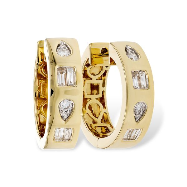14KY .32ctw Diamond Fancy Hoop Earrings Charles Frederick Jewelers Chelmsford, MA