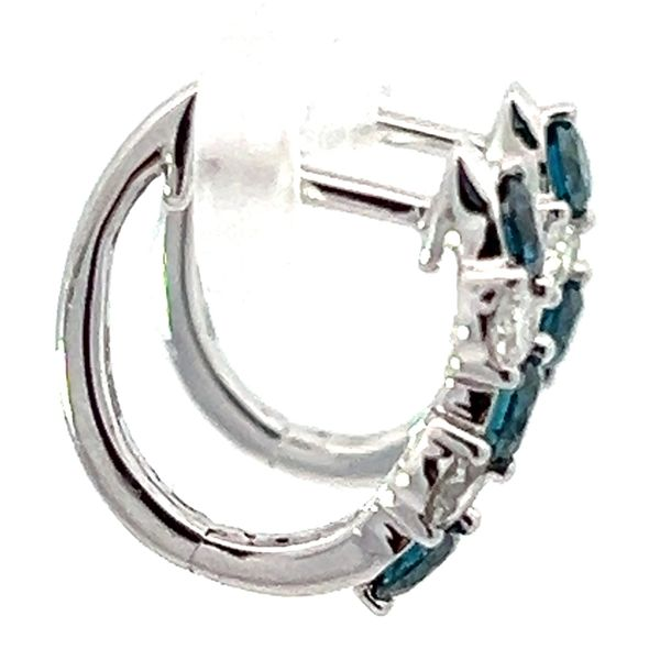 14KW Blue And White Diamond Hoops Image 2 Charles Frederick Jewelers Chelmsford, MA