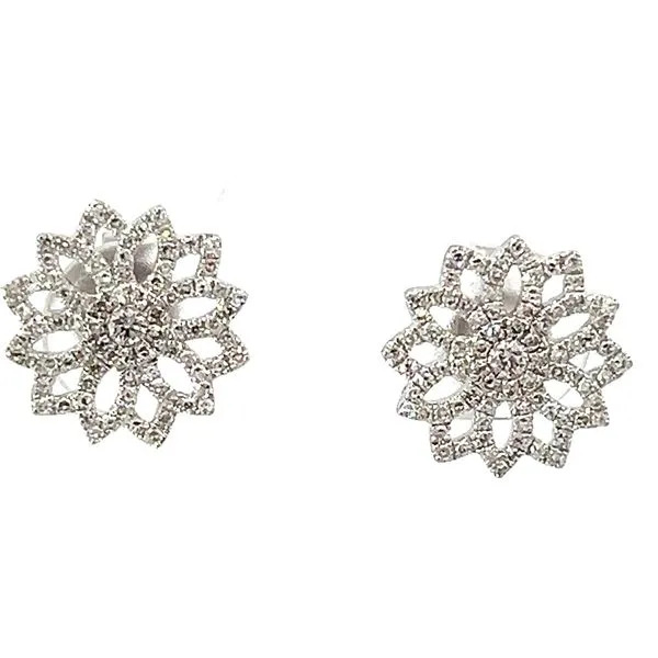 14KW .39ctw Natural Diamond Flower Stud Earrings