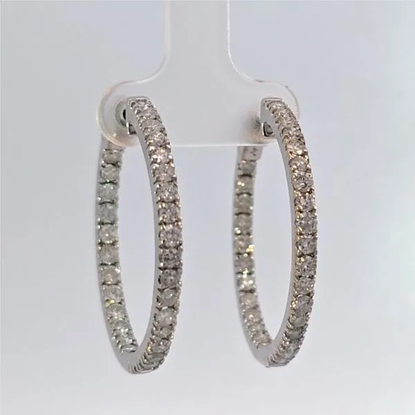 14K White Gold 2 Ctw Diamond Hoop Earrings Charles Frederick Jewelers Chelmsford, MA
