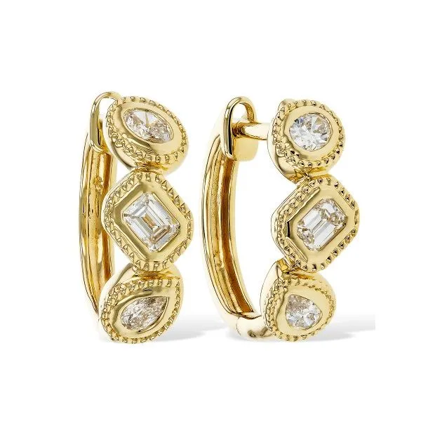 14KY Fancy Cut Diamond Earrings .42ctw