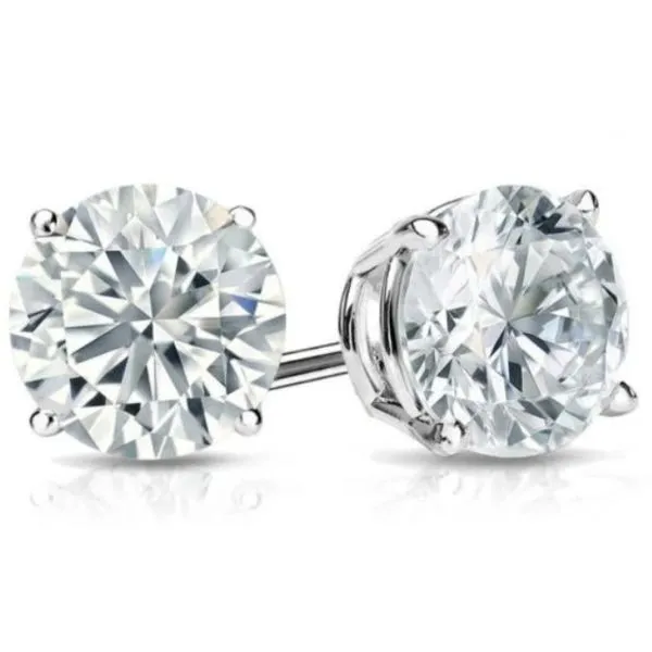 14KW 2.00ctw DEF VS Lab Grown Diamond Stud Earrings with 4 Prong Basket Friction Charles Frederick Jewelers Chelmsford, MA
