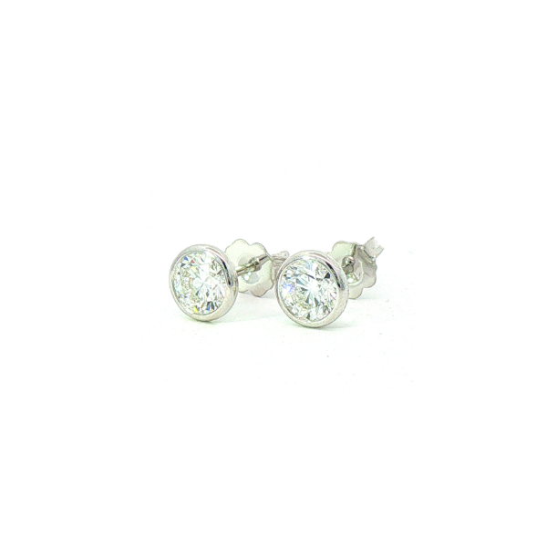 14KW 1.47ctw Lab Grown Diamonds Bezel Stud Earrings Charles Frederick Jewelers Chelmsford, MA