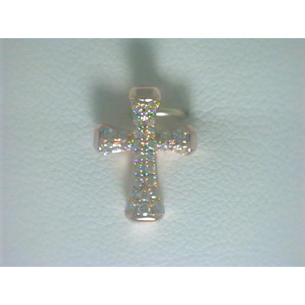 18K Rose Gold Diamond Cross Pendant Image 2 Charles Frederick Jewelers Chelmsford, MA