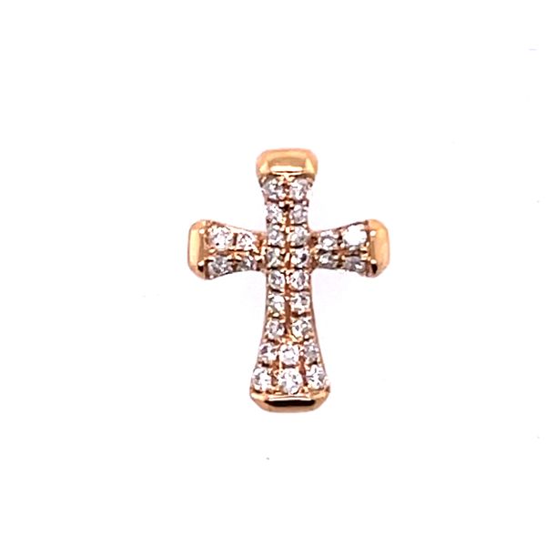 18K Rose Gold Diamond Cross Pendant Charles Frederick Jewelers Chelmsford, MA