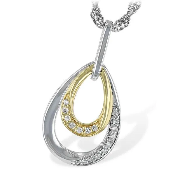 14K TT .07ctw Diamond Teardrop Pendant Charles Frederick Jewelers Chelmsford, MA