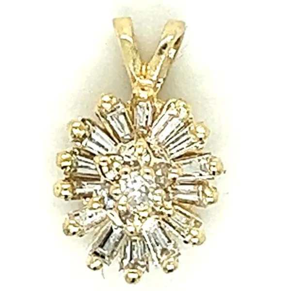 14KY .40ctw Round And Baguette Diamond Pendant Charles Frederick Jewelers Chelmsford, MA