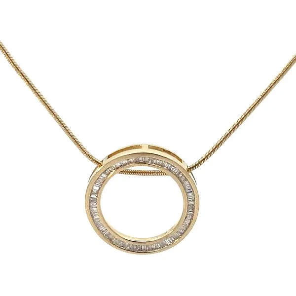 14KY Natural Baguette Diamond Circle Pendant Charles Frederick Jewelers Chelmsford, MA
