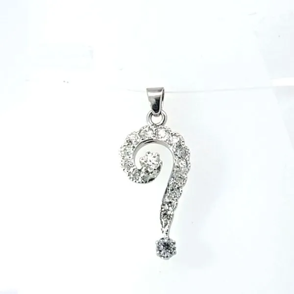 Estate- 14K White Gold Diamond Key Pendant Retail $995. Charles Frederick Jewelers Chelmsford, MA