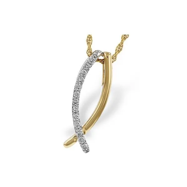 14K Two Toned Diamond Fashion Pendant 0.25ctw 18in Charles Frederick Jewelers Chelmsford, MA