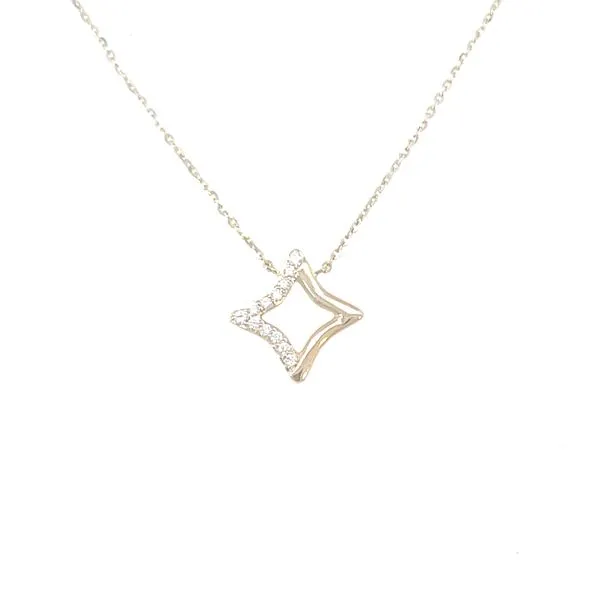 14Ky 4 Point Star Diamond Necklace .07Ctw