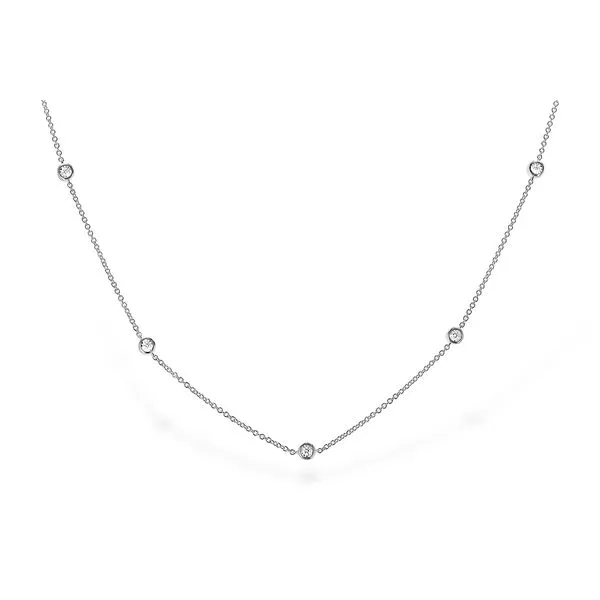 14KW 0.75ctw 18in 9 station Diamond Necklace