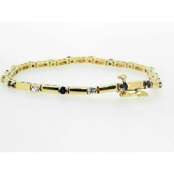 14K Yellow Gold Diamond And Sapphire Tennis Bracelet Charles Frederick Jewelers Chelmsford, MA