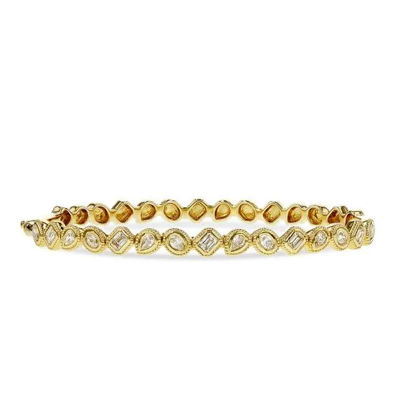 14KY 1.00ctw Fancy Cut Diamond Bangle
