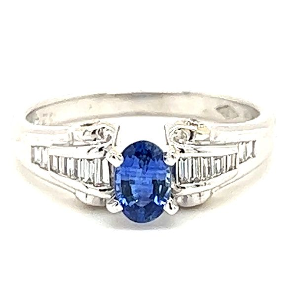 14KW .51s/.18dwt oval 6x4 blue sapphire ring Charles Frederick Jewelers Chelmsford, MA