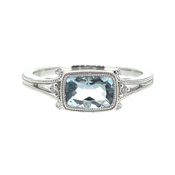 14KW .81ct Aqua .02ctw Diamond Ring Charles Frederick Jewelers Chelmsford, MA