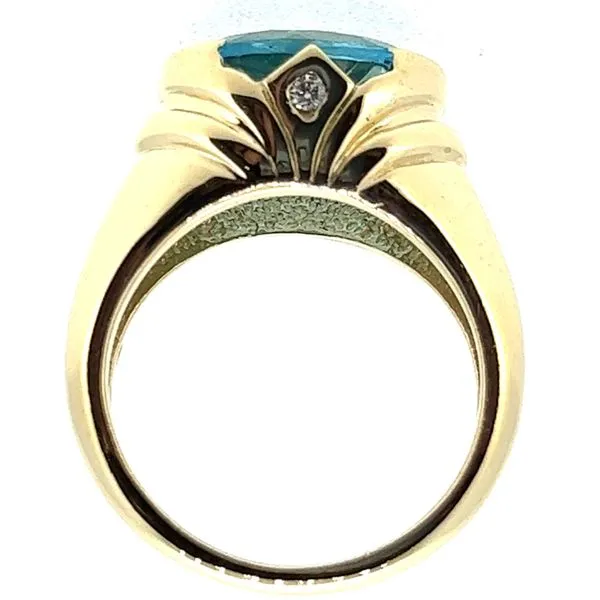 14KY 12X10mm Blue Topaz And Diamond Ring Image 2 Charles Frederick Jewelers Chelmsford, MA