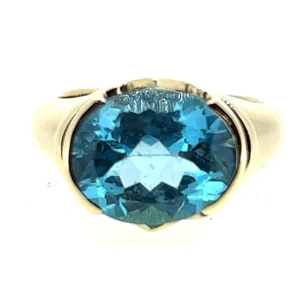 14KY 12X10mm Blue Topaz And Diamond Ring Charles Frederick Jewelers Chelmsford, MA