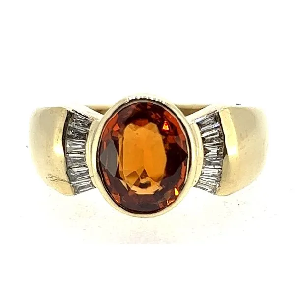 14KY 10X8mm Citrine And Diamond Ring Charles Frederick Jewelers Chelmsford, MA