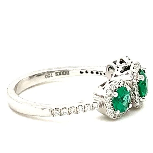 18KW 5 And 4mm Emerald And Diamond Ring Image 2 Charles Frederick Jewelers Chelmsford, MA