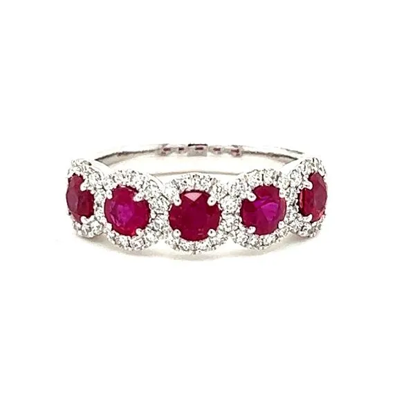 14KW (5) 4mm Ruby And Diamond Ring Charles Frederick Jewelers Chelmsford, MA