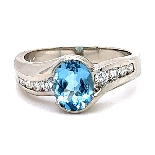 14K 1.09ctw Aquamarine And .24ctw Diamond Ring Charles Frederick Jewelers Chelmsford, MA