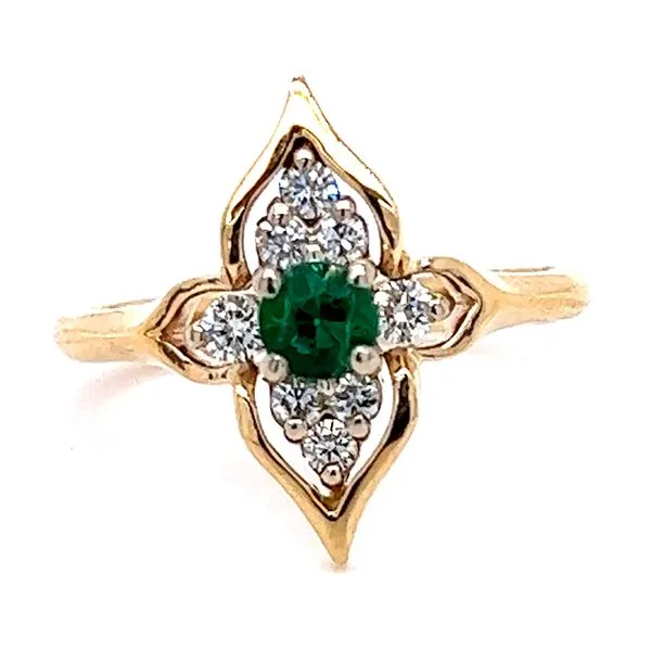 14KY .22ct Emerald And .22ctw Diamond Ring Charles Frederick Jewelers Chelmsford, MA