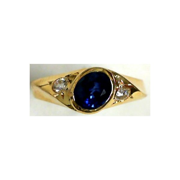 18KY .80ct Sapphire & .13tcw Diamond Ring Charles Frederick Jewelers Chelmsford, MA