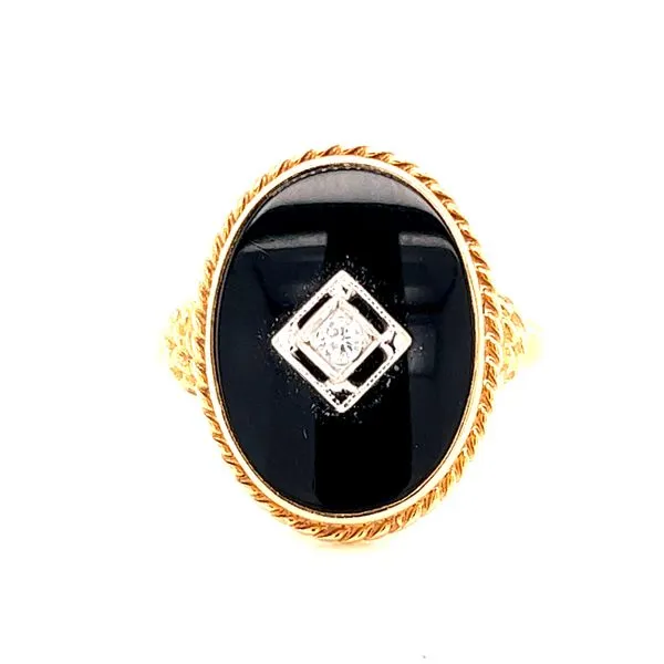 14KY .05ctw Diamond And Onyx Fashion Ring