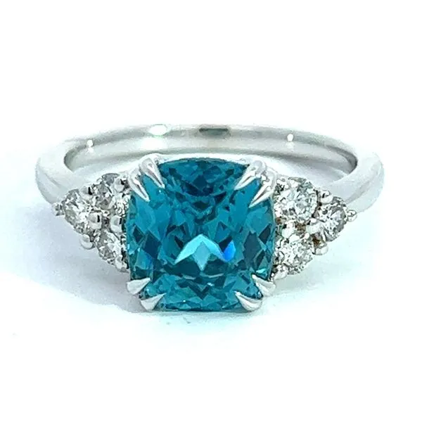 14KW 4.61ct Blue Zircon And .43ctw Diamond Ring Charles Frederick Jewelers Chelmsford, MA