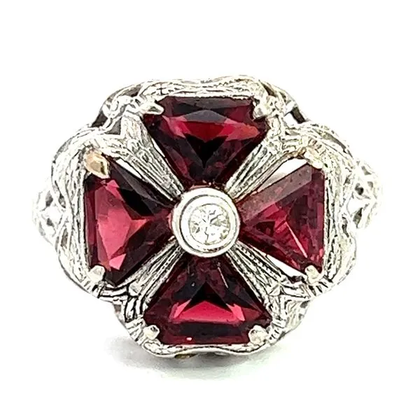 14KW Rhodolite Garnet And Diamond Ring