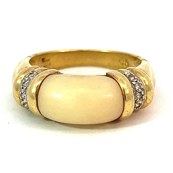 18KY Coral And Diamond Fashion Ring Charles Frederick Jewelers Chelmsford, MA