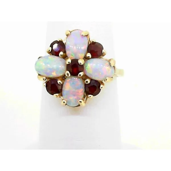 14K Yellow Gold Garnet Opal Fashion Ring Charles Frederick Jewelers Chelmsford, MA
