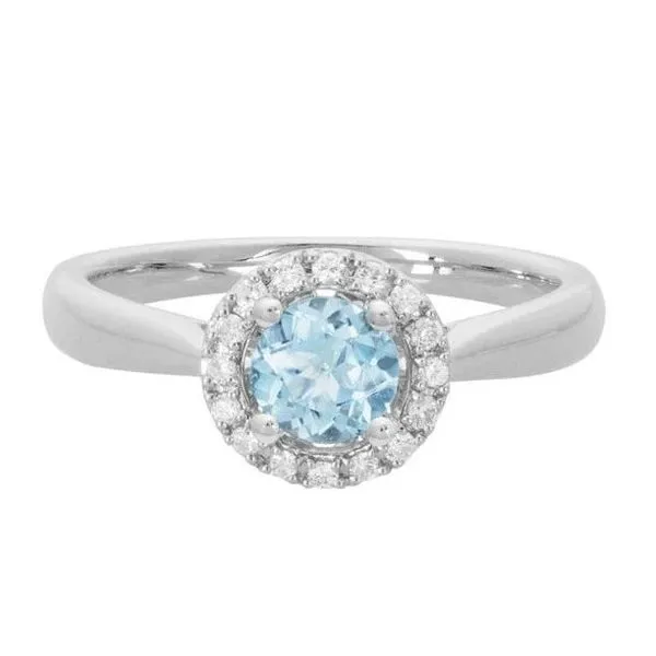 14Kw Aquamaring & Diamond Ring AQ-.48CT D-.11 Charles Frederick Jewelers Chelmsford, MA