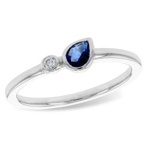 14KW Pear Shaped Sapphire and Diamond Ring S -.26ct D-.02ct Charles Frederick Jewelers Chelmsford, MA