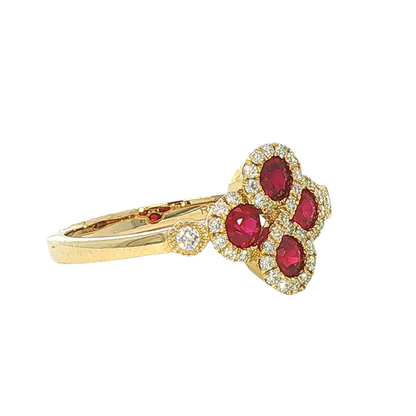 14y Ruby and Diamond Quatrefoil Ring Image 2 Charles Frederick Jewelers Chelmsford, MA