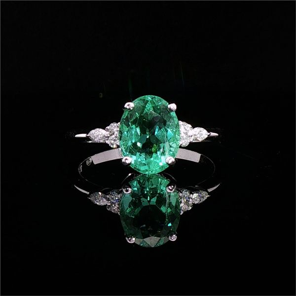 14kw Emerald and Diamond Ring Charles Frederick Jewelers Chelmsford, MA