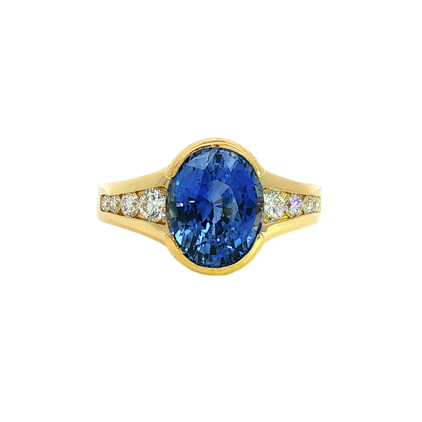 4.90ct Sapphire and Diamond Ring Charles Frederick Jewelers Chelmsford, MA
