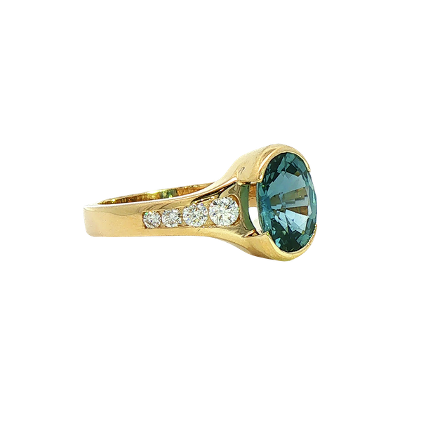 2.23ct Greenish Blue Sapphire and Diamond Ring Image 2 Charles Frederick Jewelers Chelmsford, MA