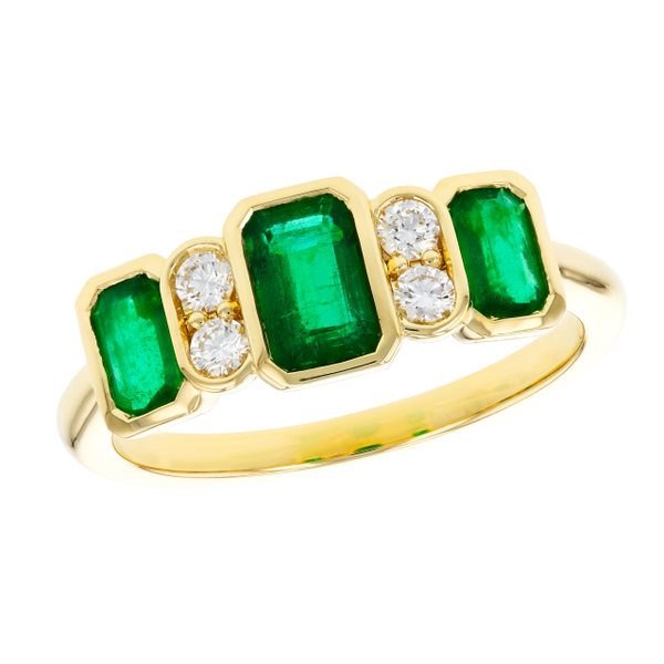 14KY 1.04ct Emerald and .15ct Diamond Ring Charles Frederick Jewelers Chelmsford, MA