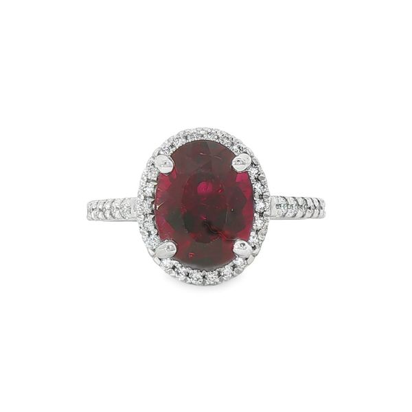 2.55ct Rubellite and Lab Grown Diamond Ring Charles Frederick Jewelers Chelmsford, MA