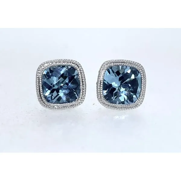 Blue Topaz Filigree Bezel Earrings Charles Frederick Jewelers Chelmsford, MA