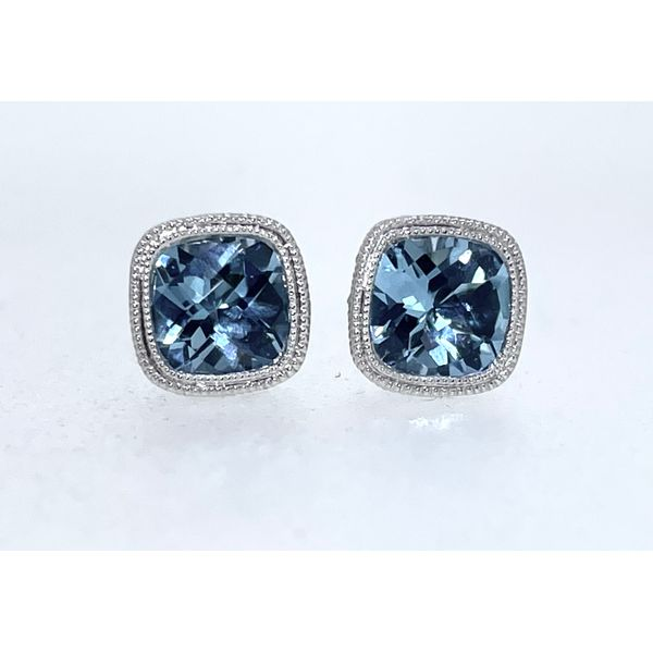 Blue Topaz Filigree Bezel Earrings Charles Frederick Jewelers Chelmsford, MA