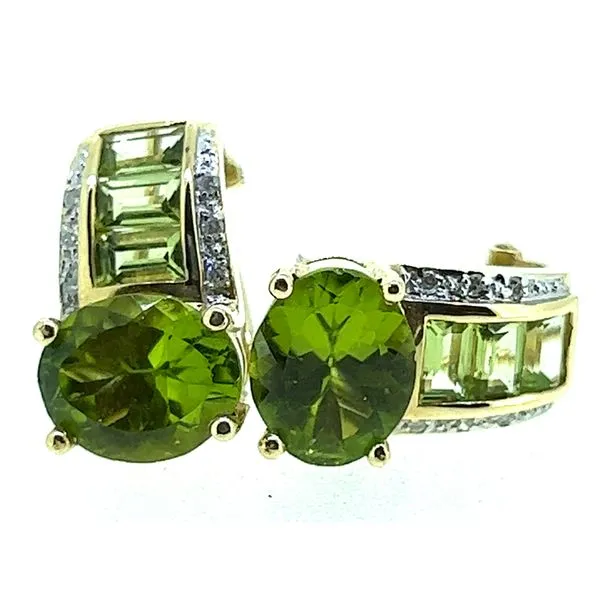 14KY Large Peridot And Diamond Earrings Charles Frederick Jewelers Chelmsford, MA
