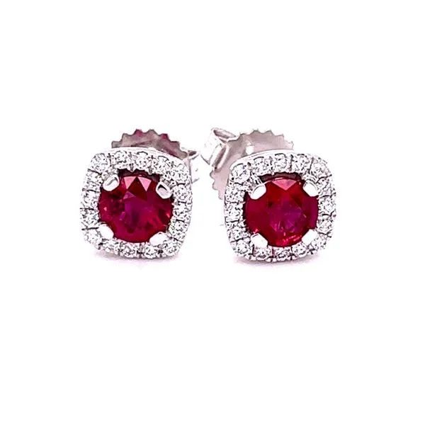 14KW 5mm Ruby And Diamond Stud Earrings Charles Frederick Jewelers Chelmsford, MA